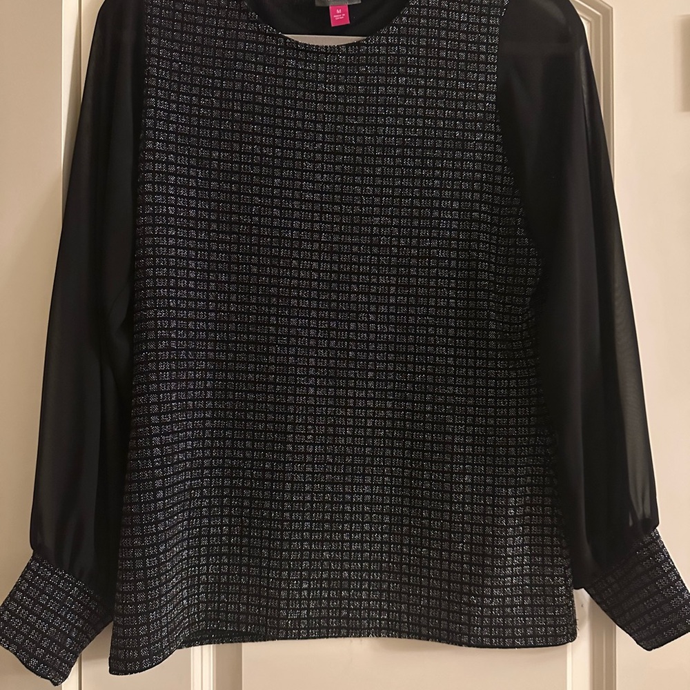 Vince Camuto Black and Gray Textured Blouse